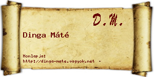 Dinga Máté névjegykártya